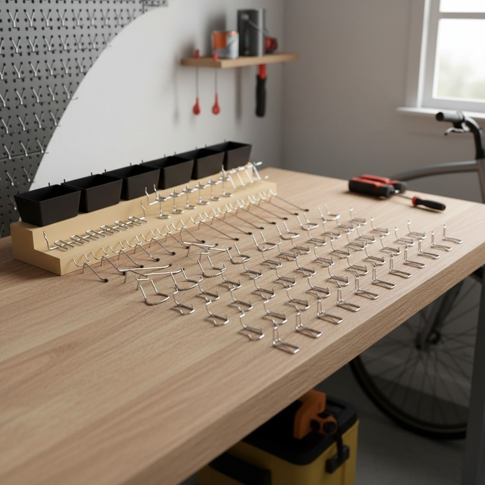 Versatile 49-Piece Pegboard Accessory Kit for Efficient Home Organization