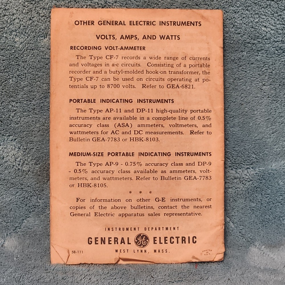General Electric Type AK-5 Hook-On Volt-Ammeter, Box And Instructions