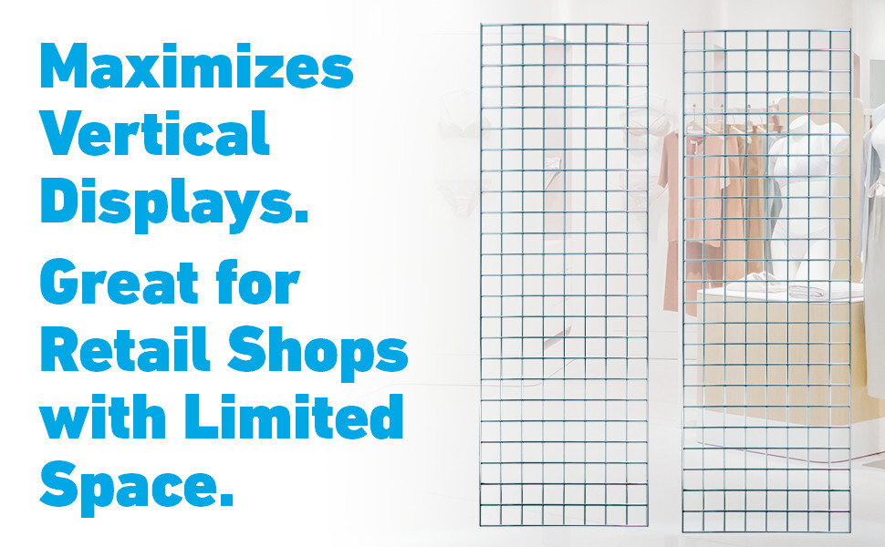 Wire Grid Panel 2' x 4' Chrome Retail Display Gridwall Double Wire Side