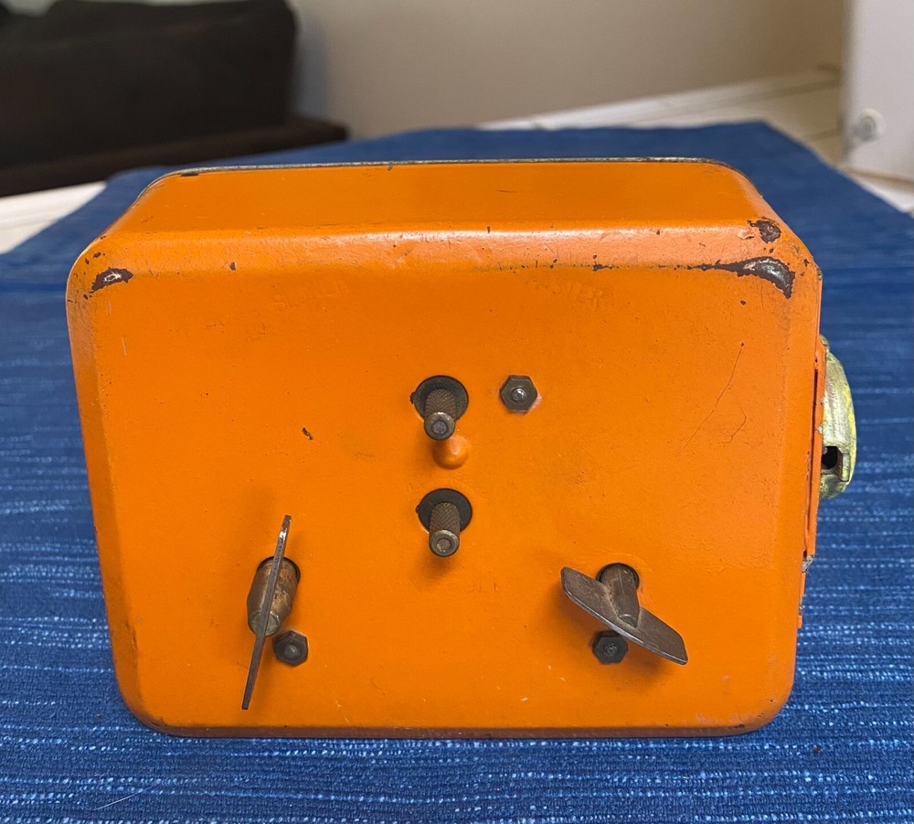Vintage Mid-Century Orange Keck Mechanical Wind Automatic Timer Clock 13B
