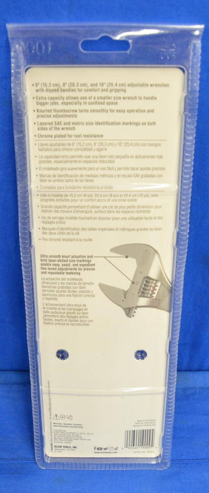 Klein Tools D5073 Extra-Capacity Adjustable Wrenches, 3 Pieces