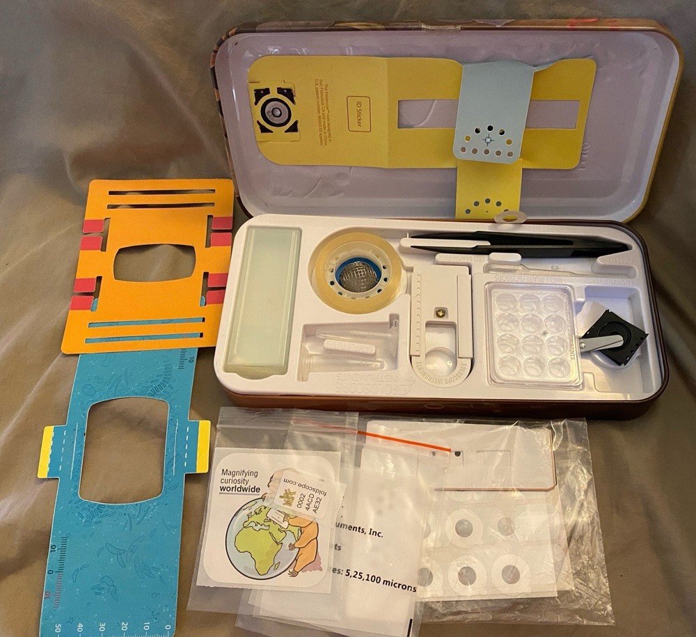 Foldscape Instruments Deluxe Paper Microscope Kit in Tin Case - Never Been Used