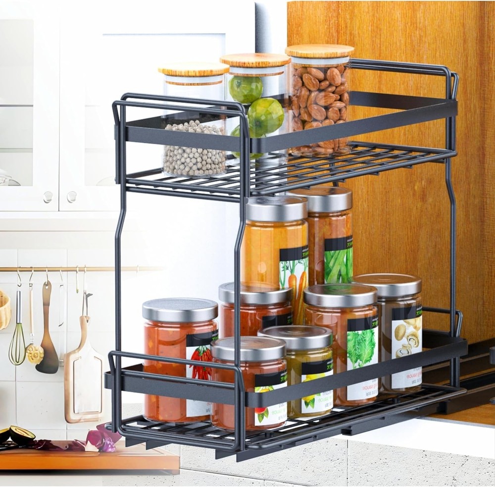 Pull Out Spice Rack Organizer Inside Kitchen Cabinets Heavy Duty Slide Out
