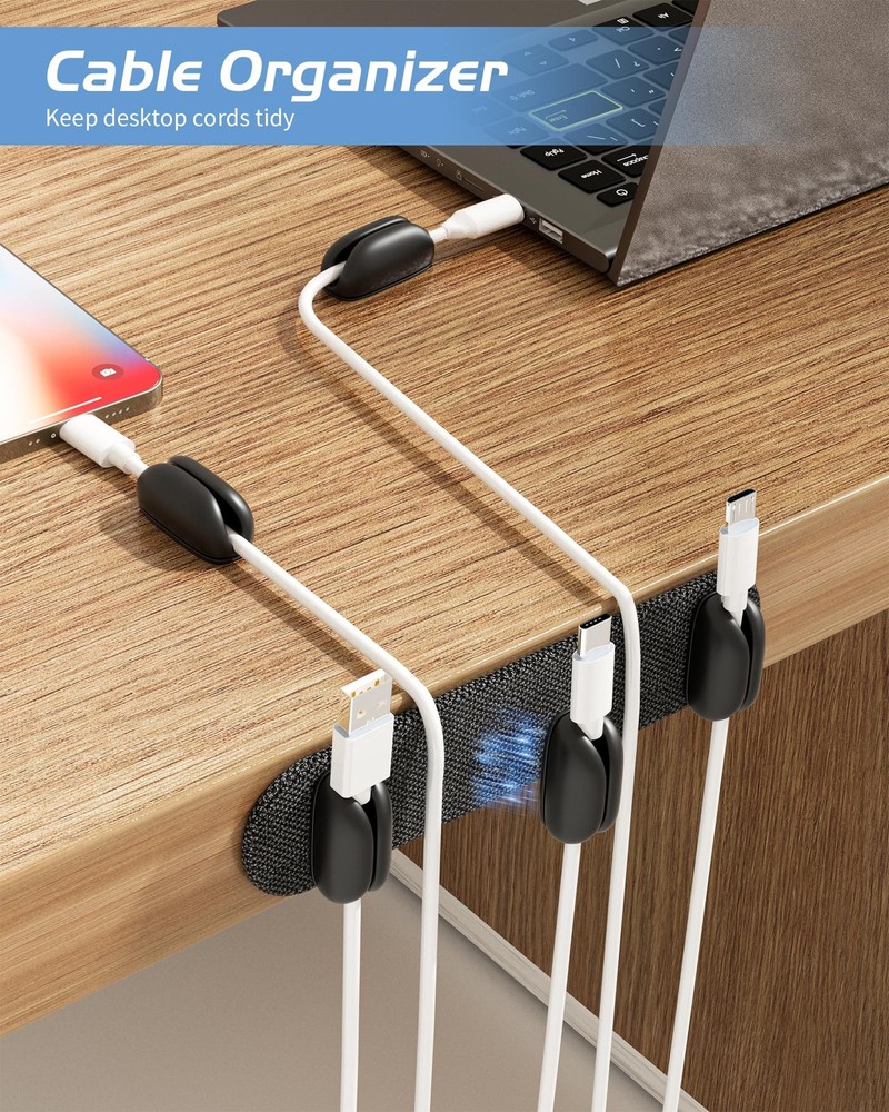 5-Pack Magnetic Cable Clips Cord Organizer - Smoothly Adjustable, Desk Cable ...