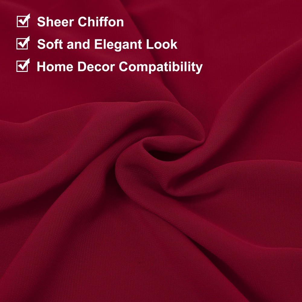 2 Pcs Wine Red Chiffon Table Runner 27.5" x 118" Romantic Table Runner