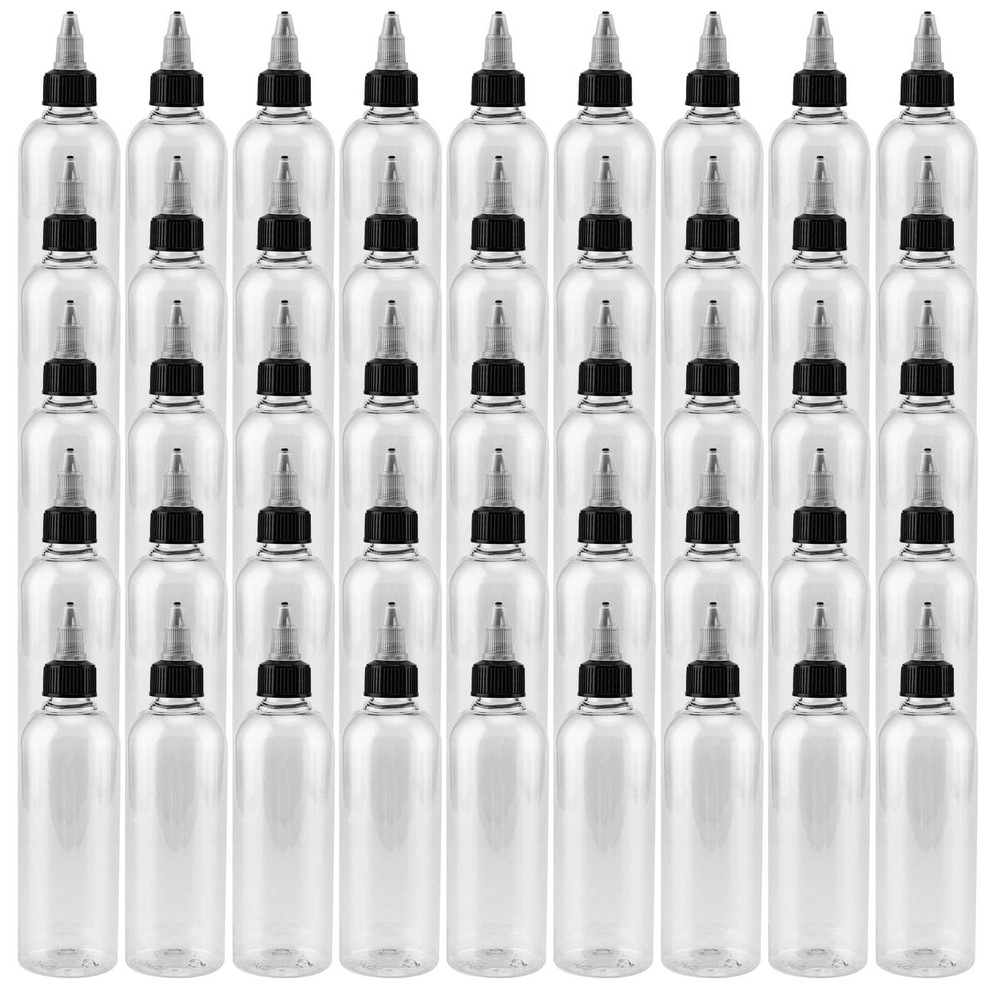 50 Pack 5oz Empty Plastic Squeezing Bottles, 150ml Plastic Bottles with Twist...