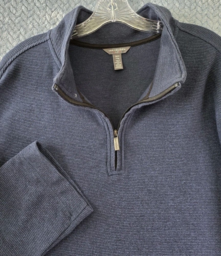 Van Heusen Flex 1/4 Zip Sweater Pullover in Blue Mens Size 2XLT Dadcore