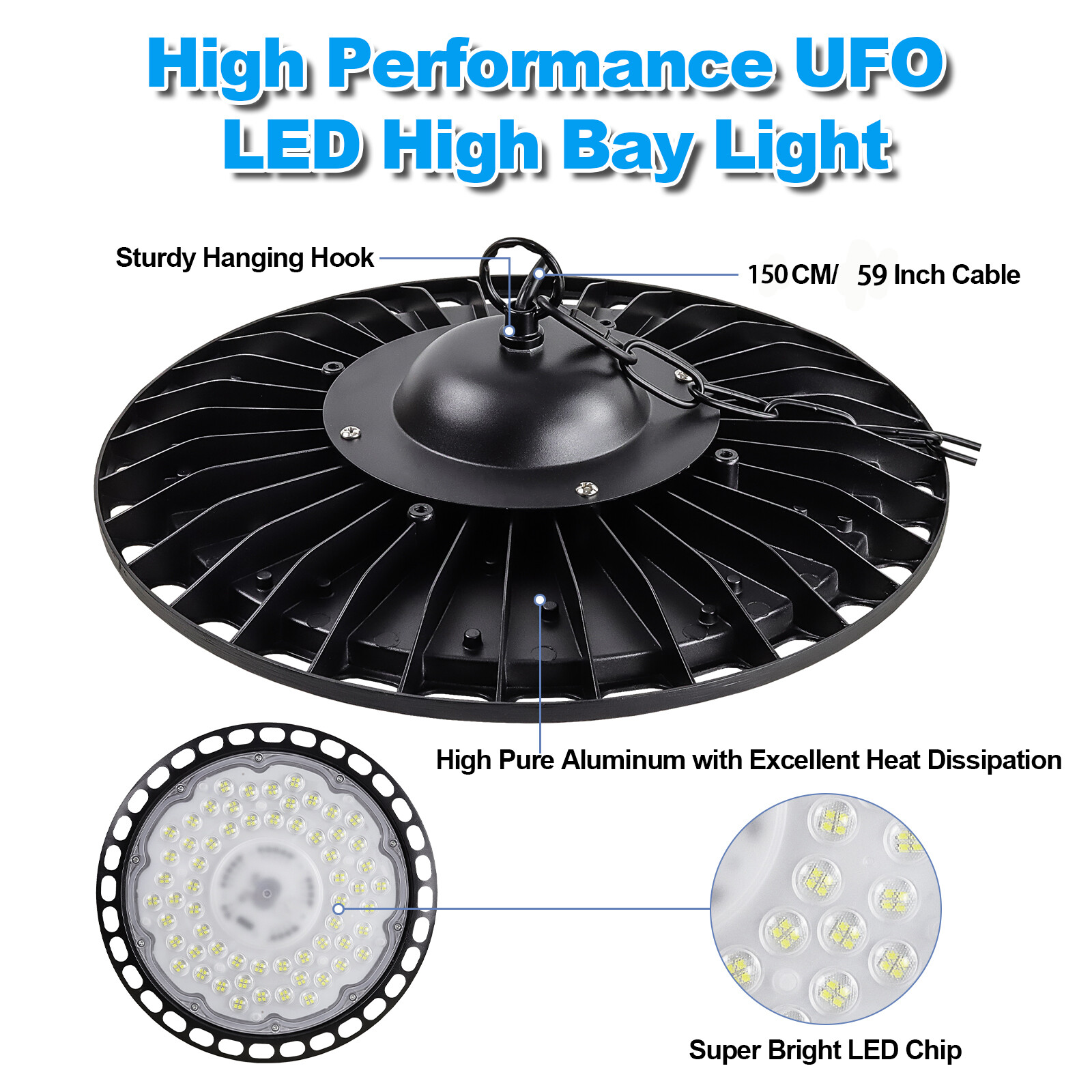 10 Pack 500W UFO LED High Bay Light Shop Industrial Commercial Factory Warehouse