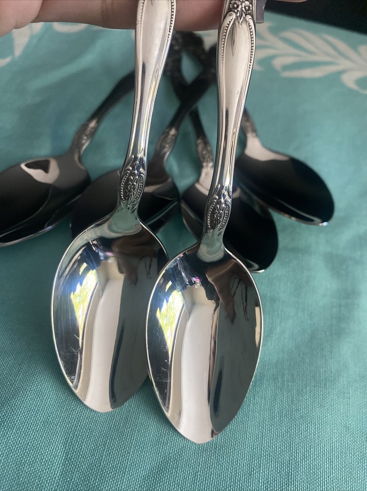 6 Oneida West Bend AFFECTION Stainless USA Glossy Teaspoons Flatware