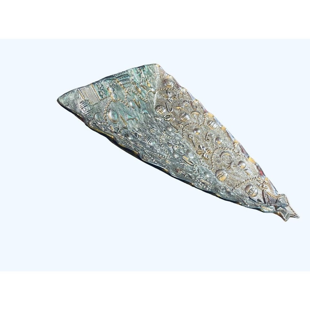 International Silver Christmas Tree Candy Dish Decor Embossed