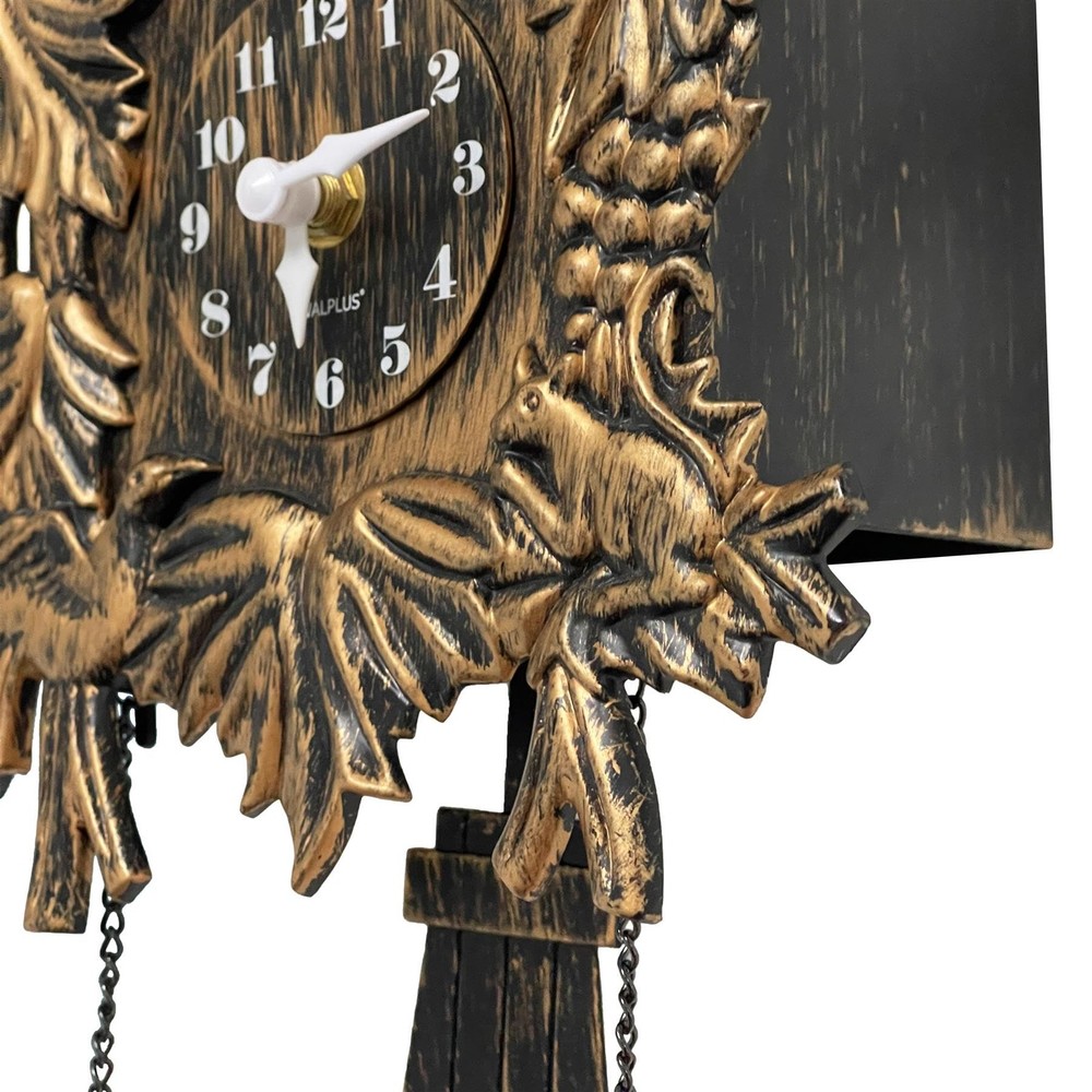 NEW WALPLUS Vintage Cuckoo Clock Brown Chiming Bird Flapping Adjustable Volume