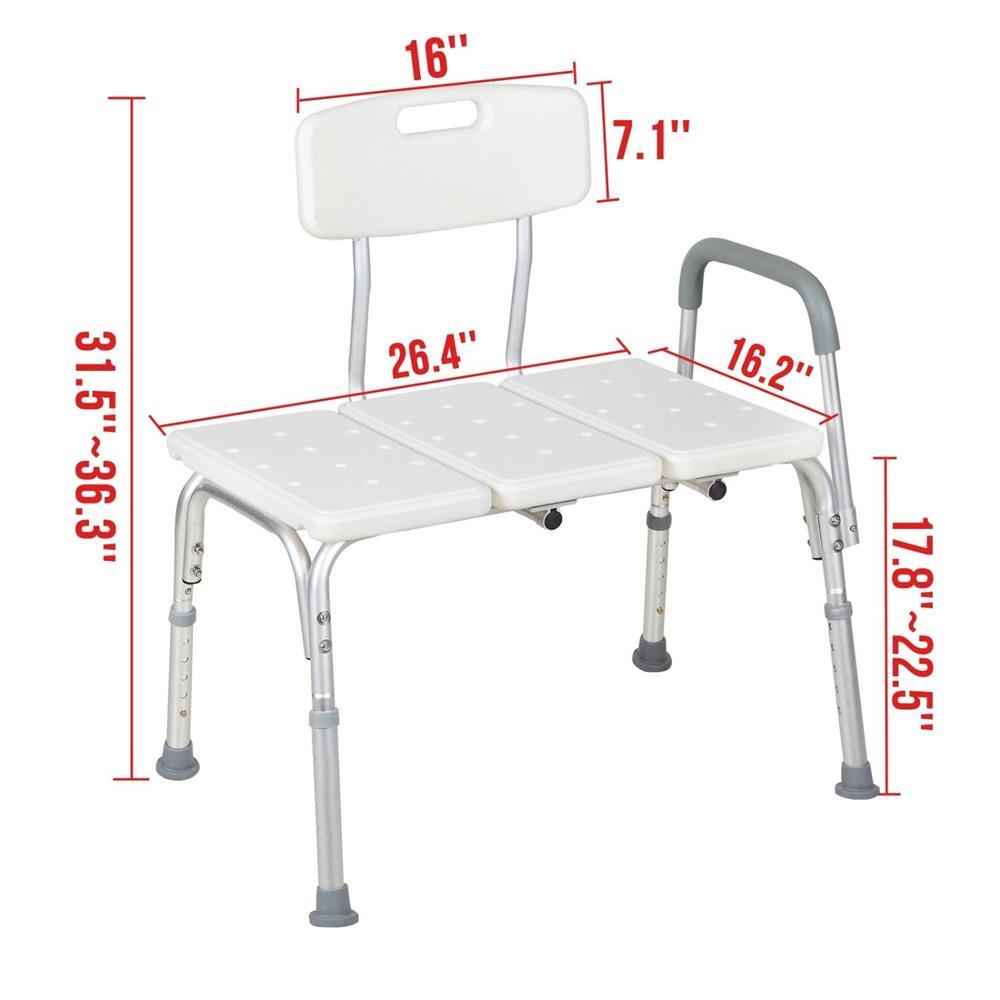 Heavy Duty Bath Tub Medical Transfer Bench Stool Shower Chair 10 Height White