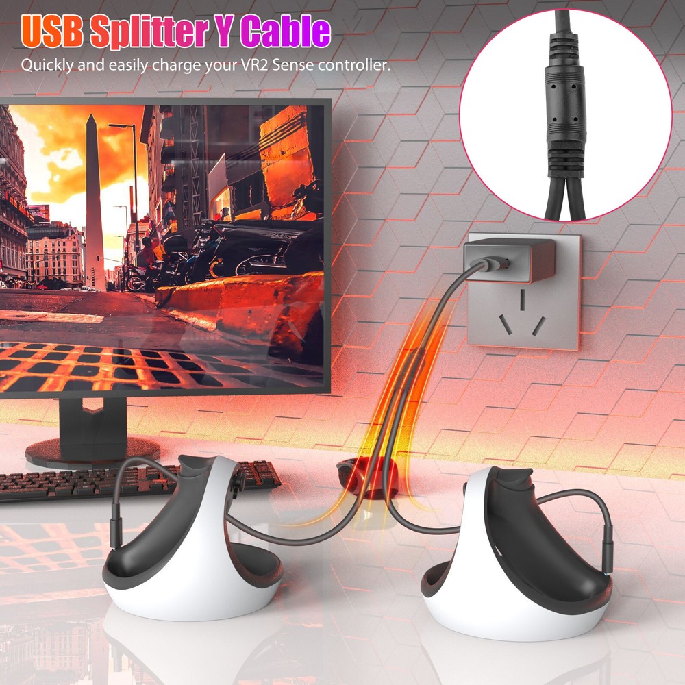 Controller Charger & Storage Bracket for PS VR2 Accessories Gaming Headset Stand