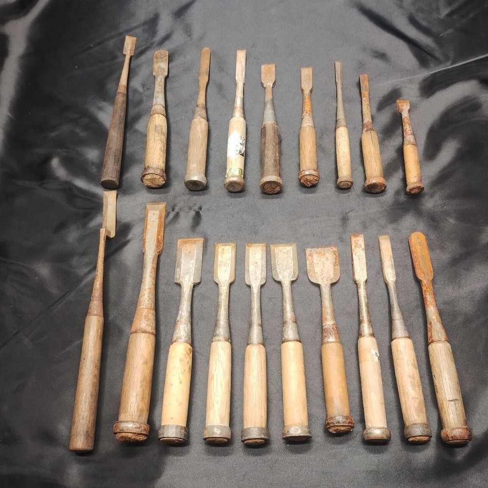 Nomi Chisel Set 19pc Vintage Hand Tool Metal Chisel Collection Assorted