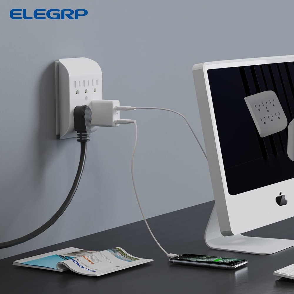 6-Outlet Wall Extender with Central Anchor – Listed, Safe & Sleek Design