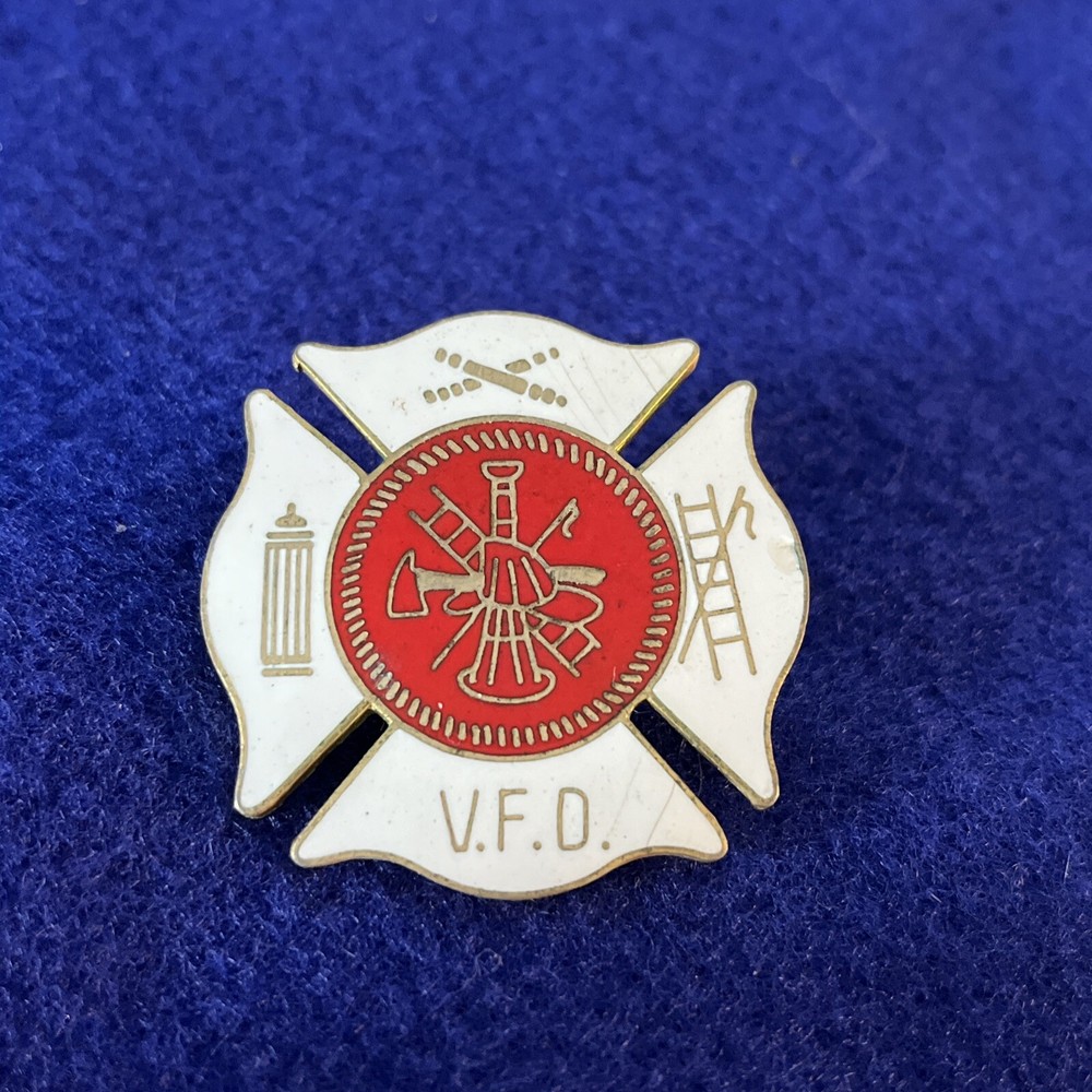 VINTAGE FIREFIGHTER FIRE FIGHTER FIRST RESPONDER MINI SHIELD LAPEL PIN