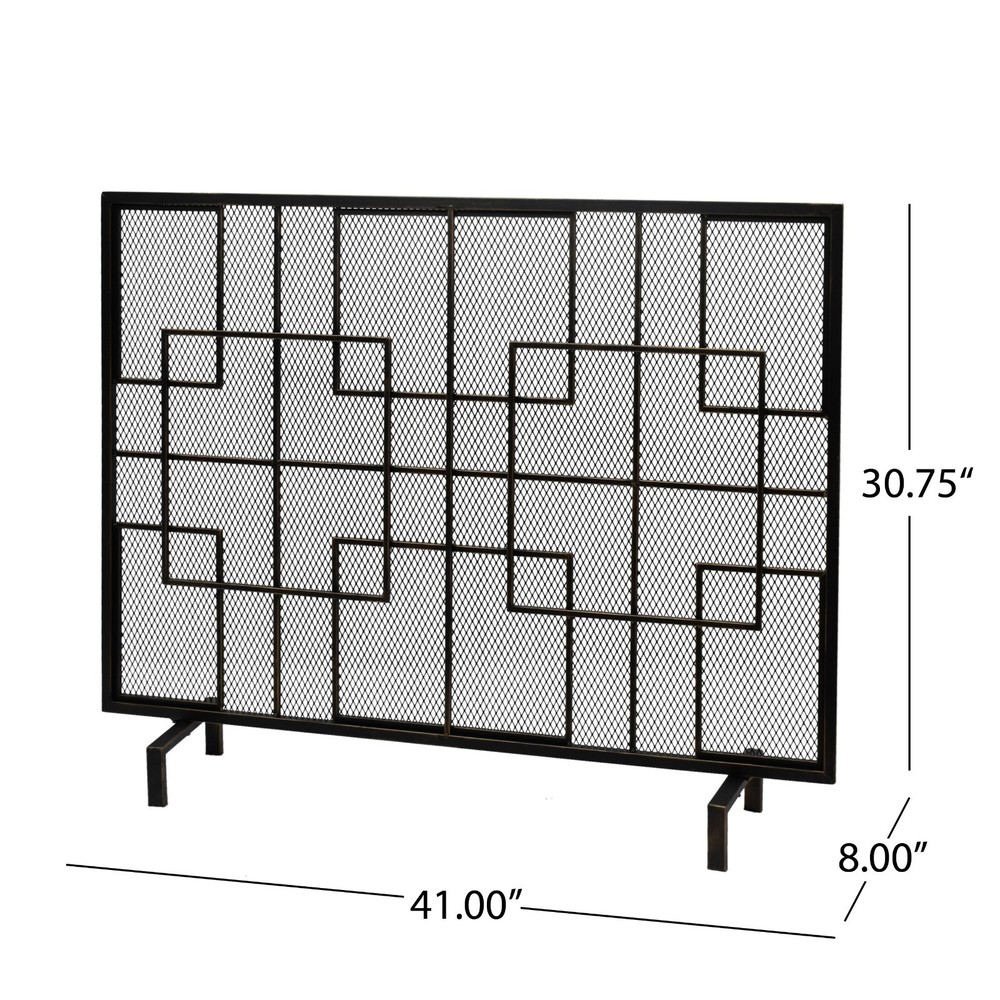Bonita Modern Iron Single Panel Fireplace Screen
