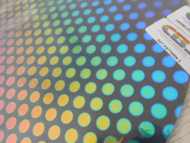 Dichroic Glass:CBS 96 COE Dot#3 Pattern RAINBOW Crinklized on thin Black - 3"Sq