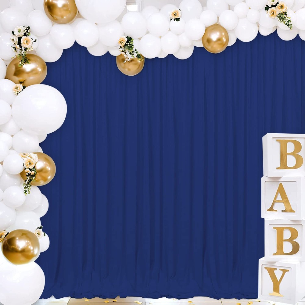 Blue Backdrop Curtains for Wedding, Polyester Backdrop Drapes for Photo Backg...