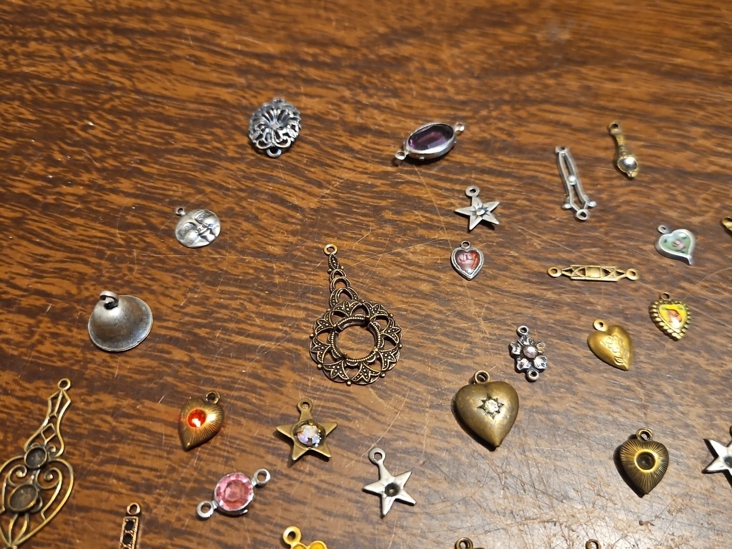 Lot Of 50 Mixed Parts Pcs France Vintage 60s Brass Stampings Findings Jewelry 21