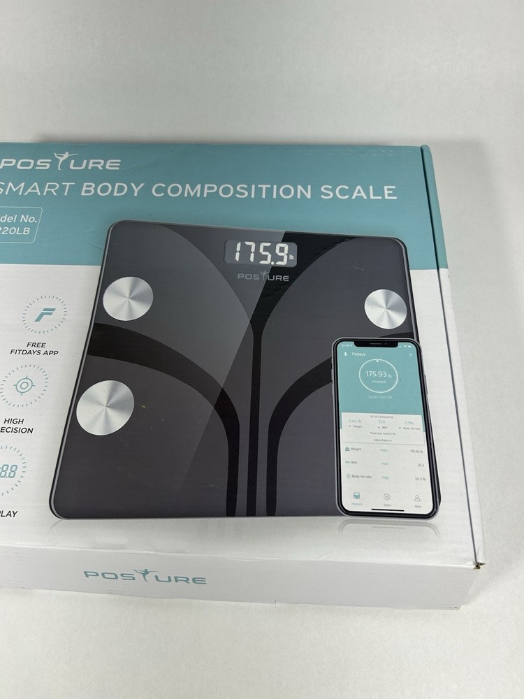 Open Box Posture Smart Body Weight Scale Digital BMI FatAnalyzer Bluetooth 400lb