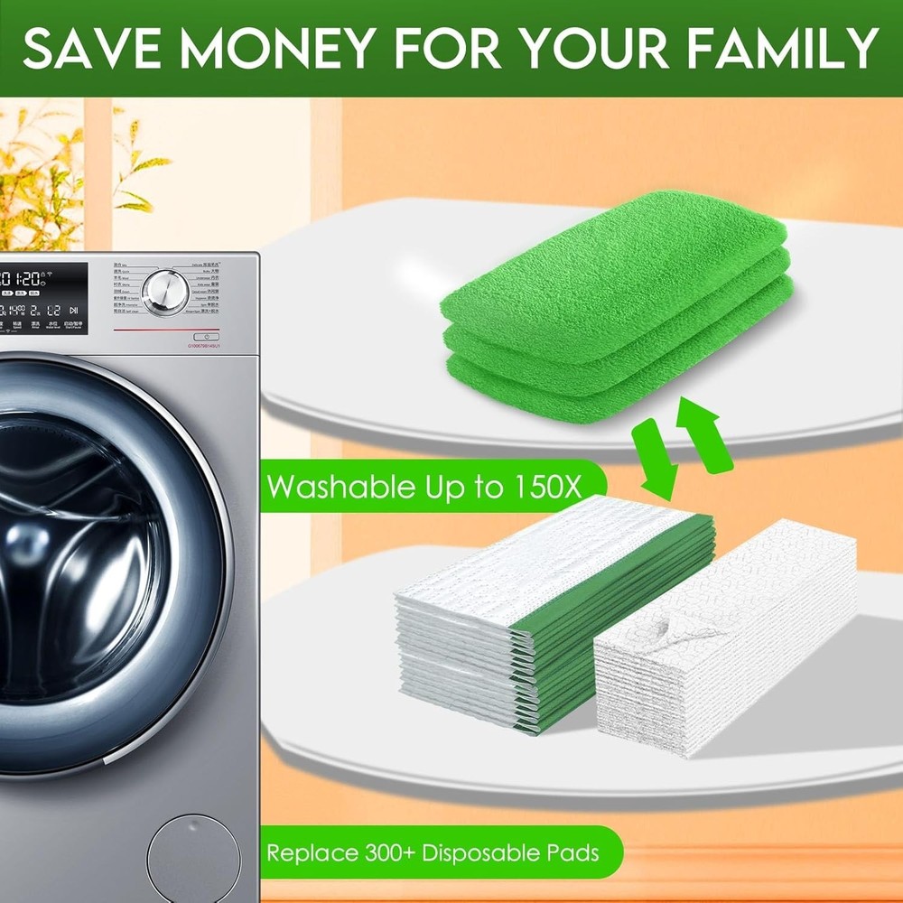 Reusable Microfiber Mop Pads for Swiffer Sweeper Mop - Dry Sweeping Cloths & Wet