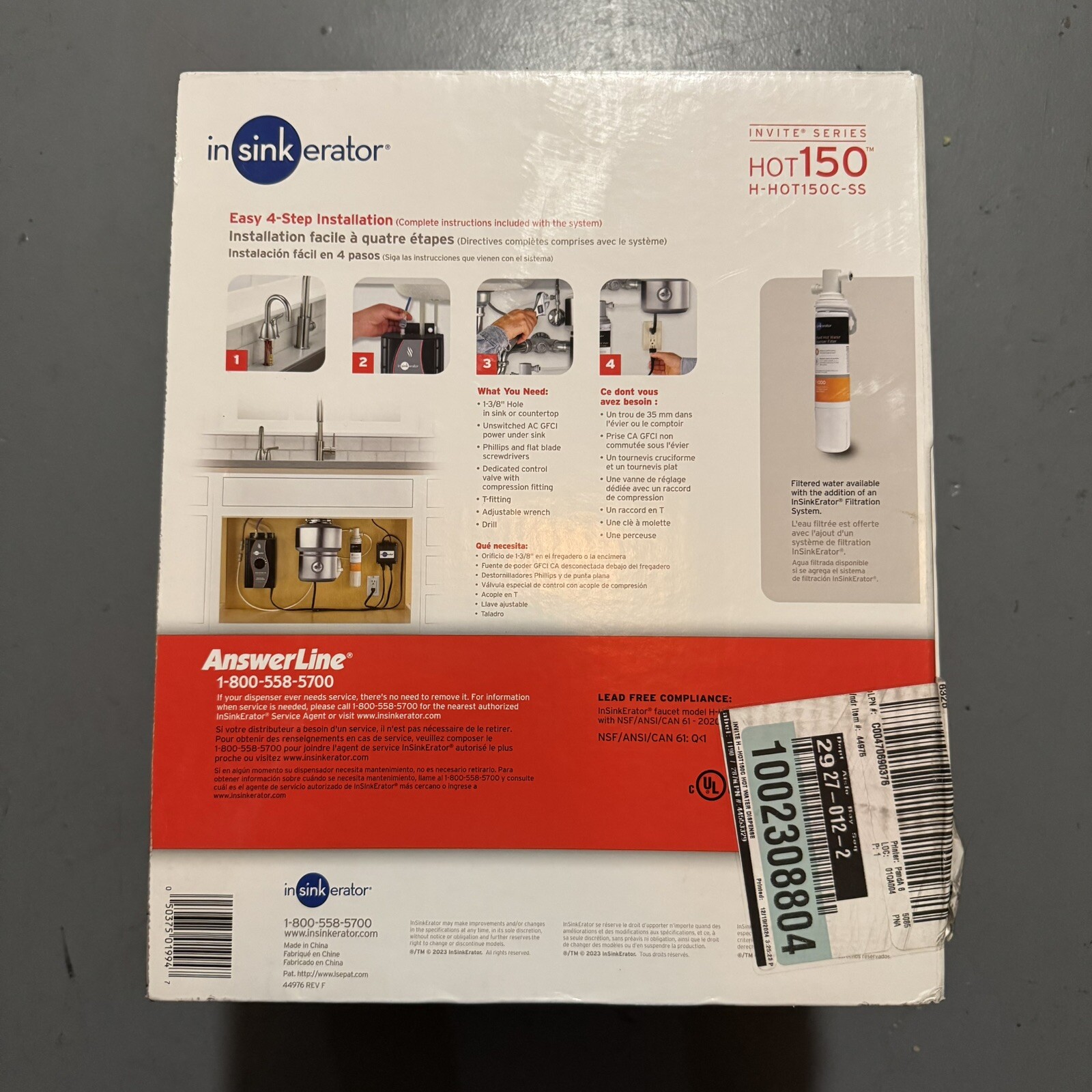 InSinkErator H-HOT150C-SS Invite Hot150 Instant Hot Water Dispenser With Tank