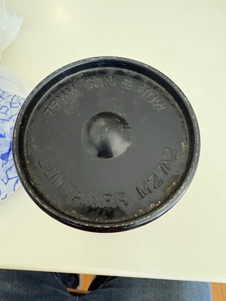 US Artillery 75mm Shell Canister For Storing Artillery Shells. Empty 2 Piece