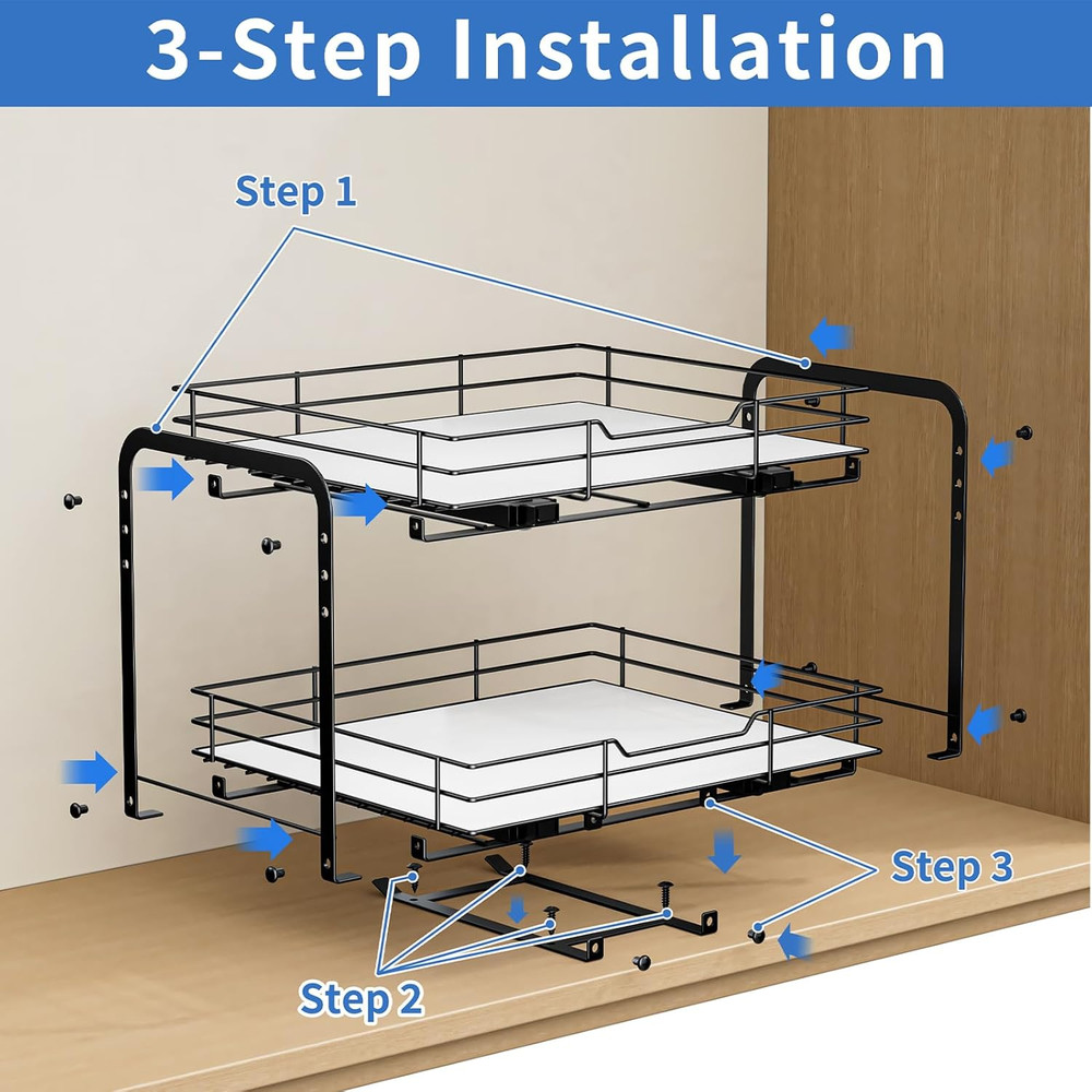 2-Tier Pull Out Spice Rack, Spice Rack Organizer, Pull Out Spice Racks for insid