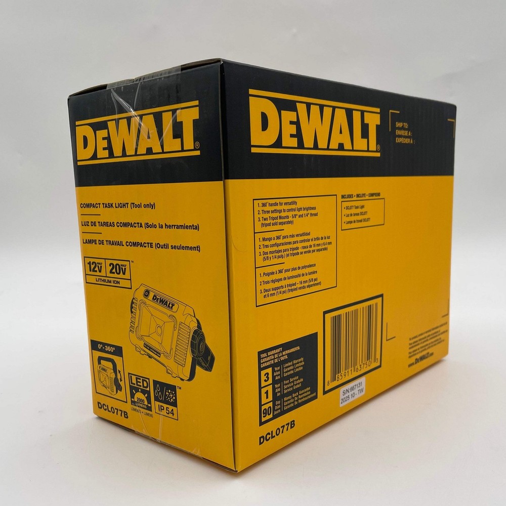 New DeWalt DCL077B 12v/20v MAX Compact Task Light