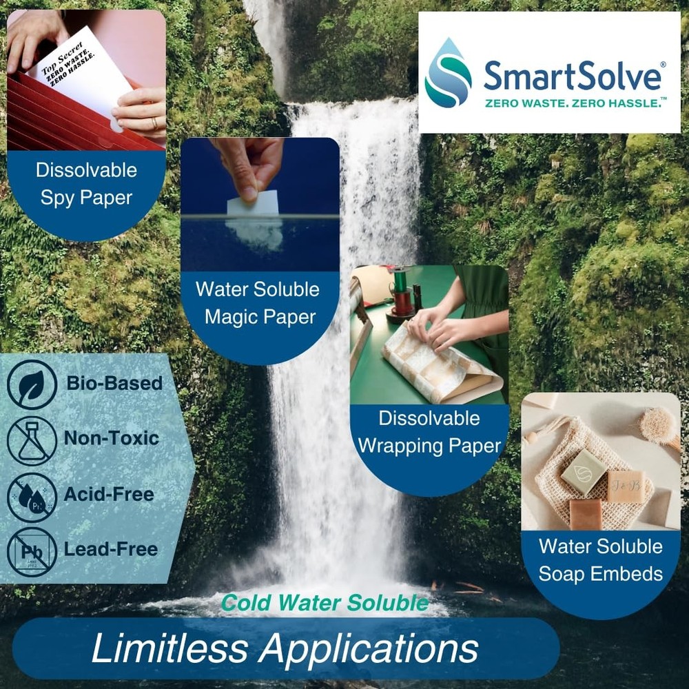 SmartSolve 2 pt. Water-Soluble Bio-Based Paper | Dissolves Quickly in Water |...
