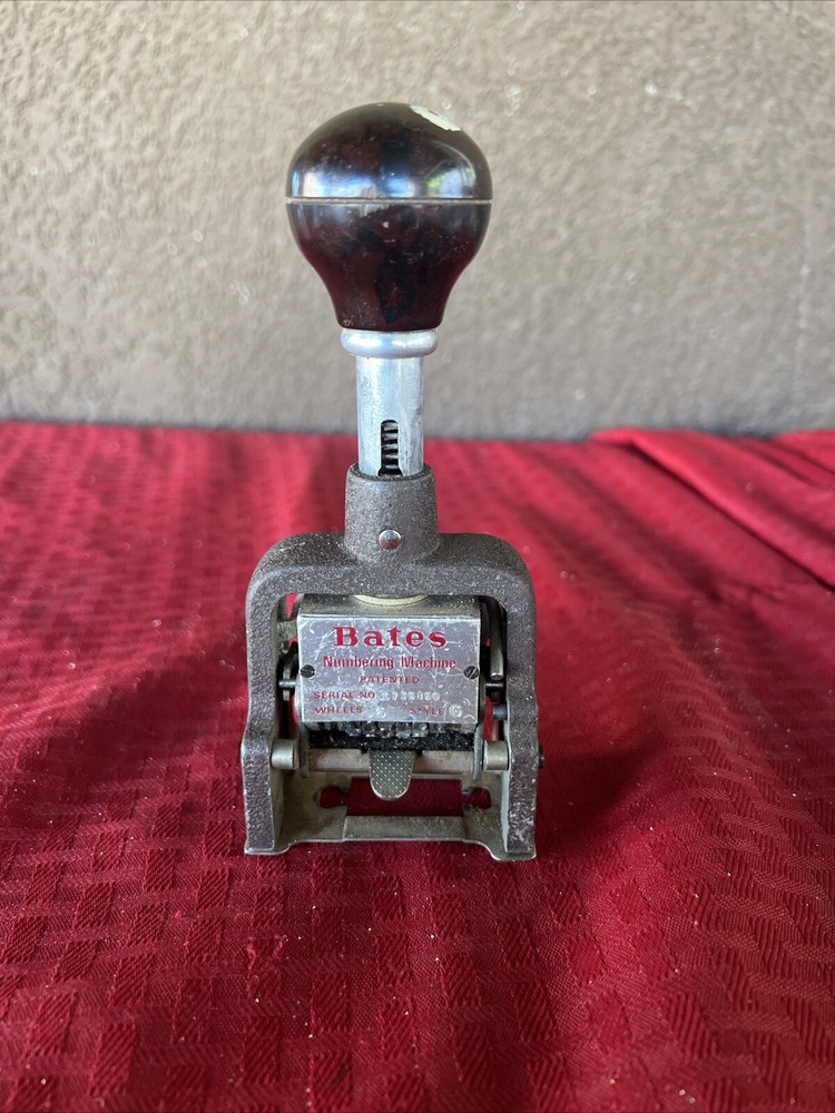 BATES STANDARD MULTIPLE MOVEMENT NUMBERING MACHINE STAMP - 6 WHEELS - vintage