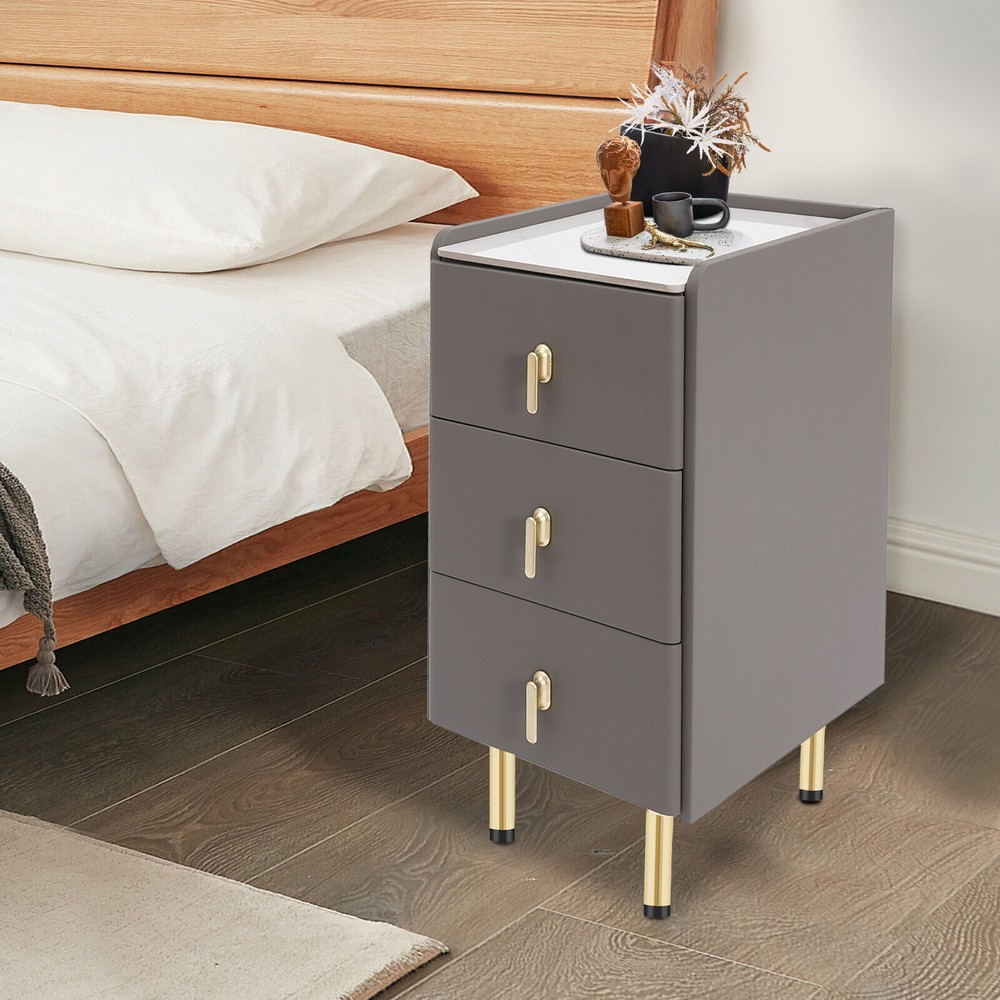Three-Layer Bedside Cabinet with Drawers, Space-Saving Nightstand
