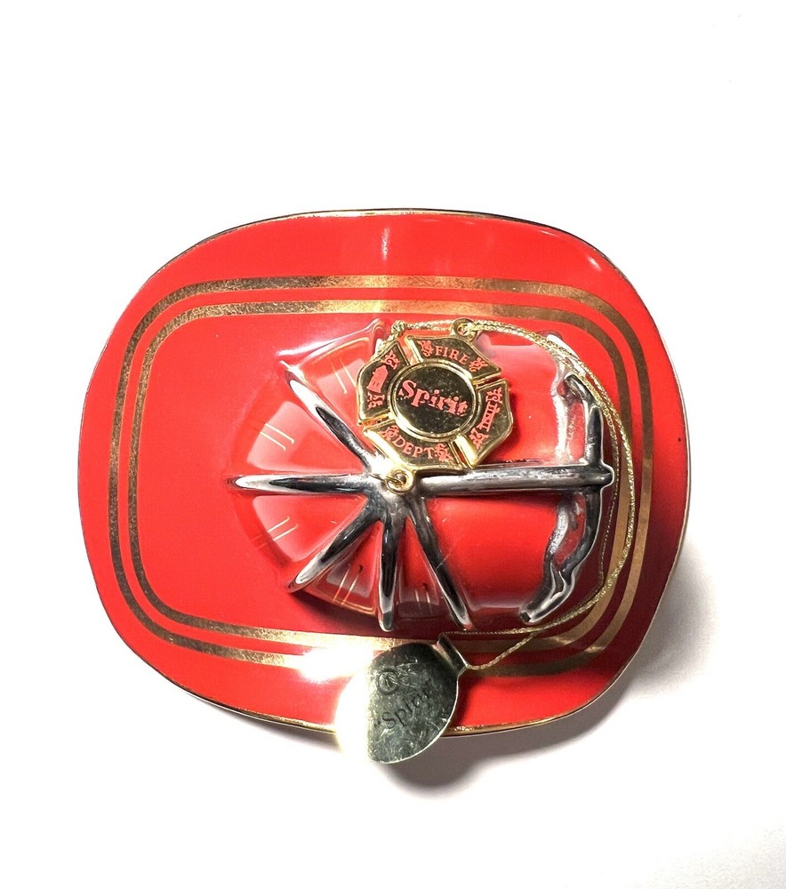3 Red Bradford Exchange Courage Under Fire Fireman Helmet Ornaments 2002 EUC