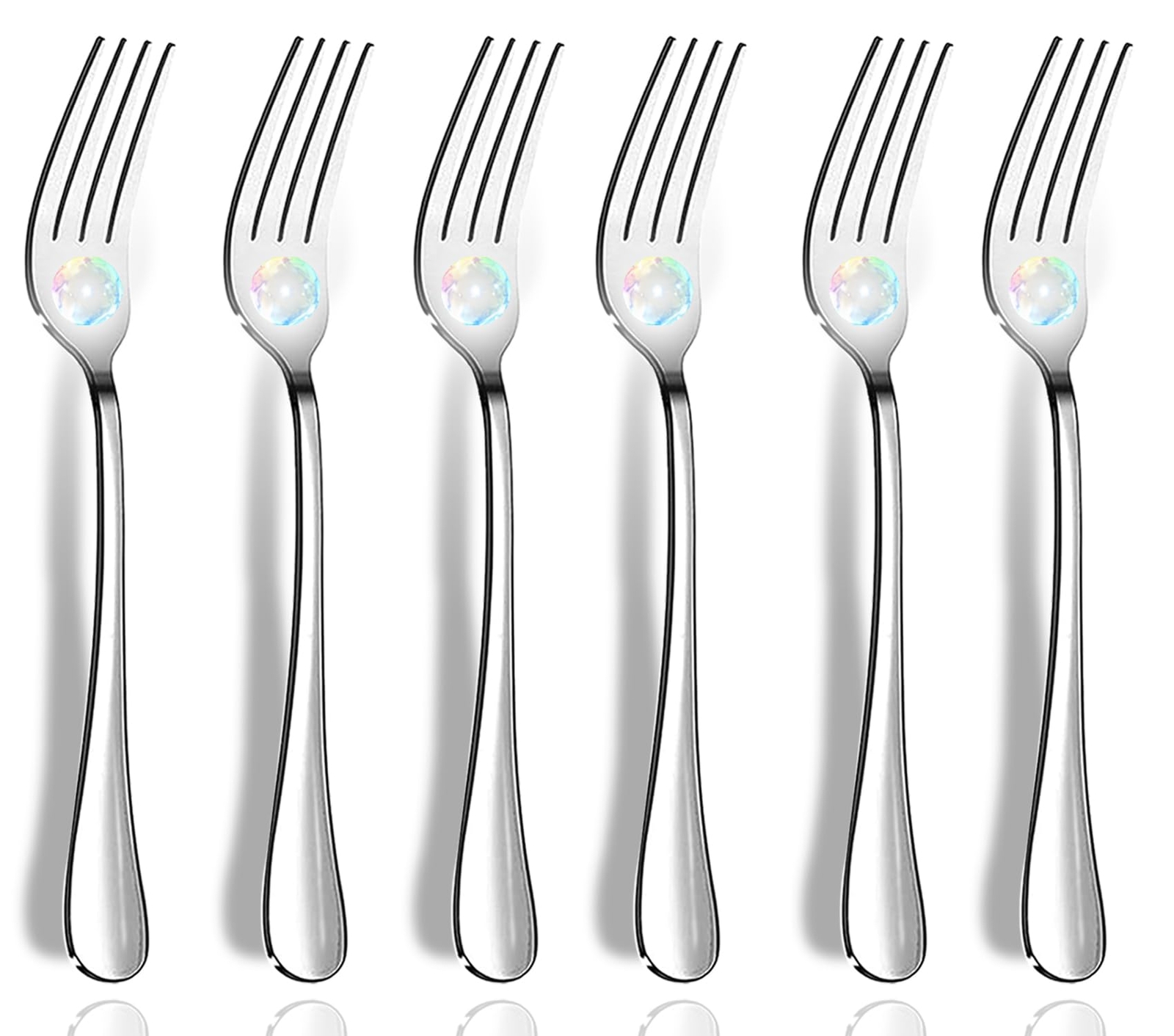 Forks, Dinner Forks, Set of 6 Top Food Grade Stainless Steel Table Forks 8 Inche
