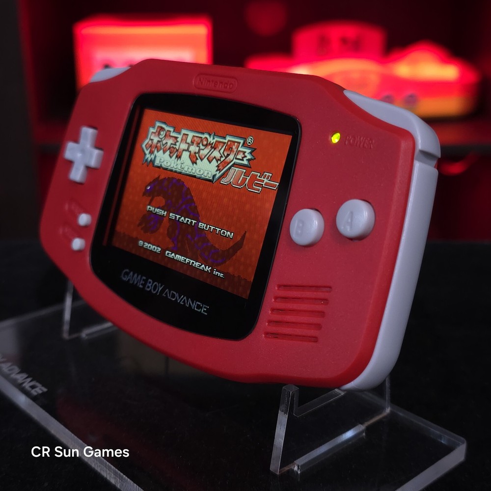 Red Game Boy Advance GBA Console with iPS V5 Backlight Backlit LCD MOD Console