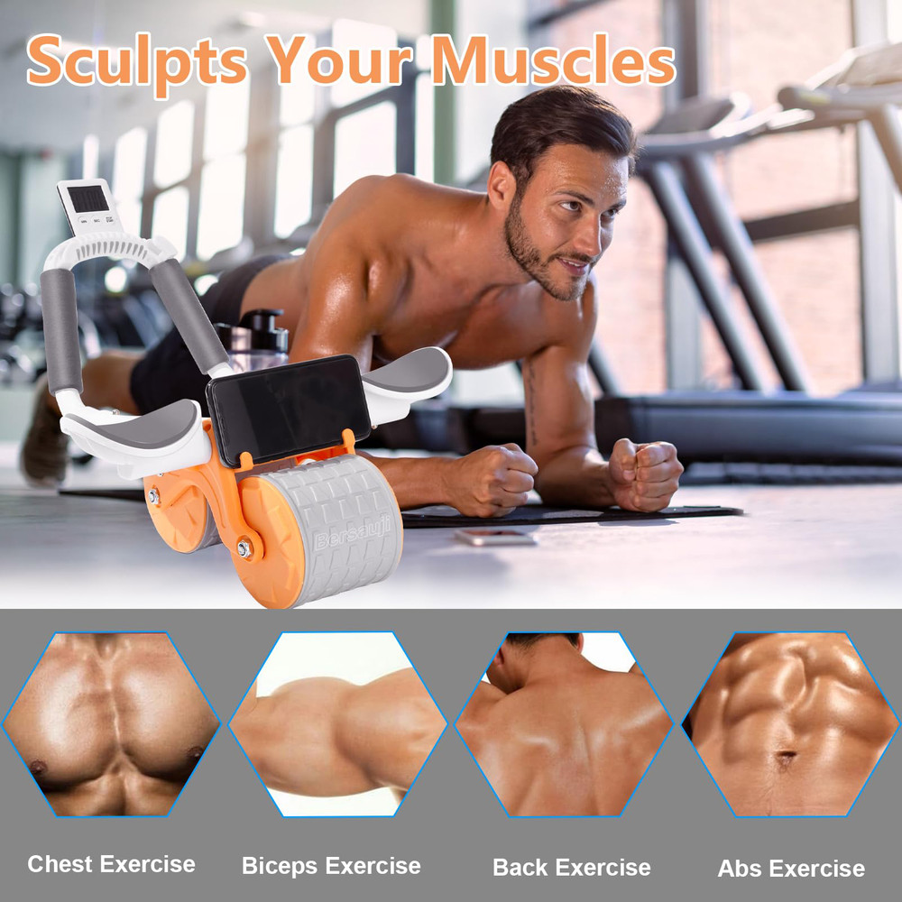 2025 New with Timer Ab Abdominal Exercise Roller Elbow Support, Abs Roller Wheel