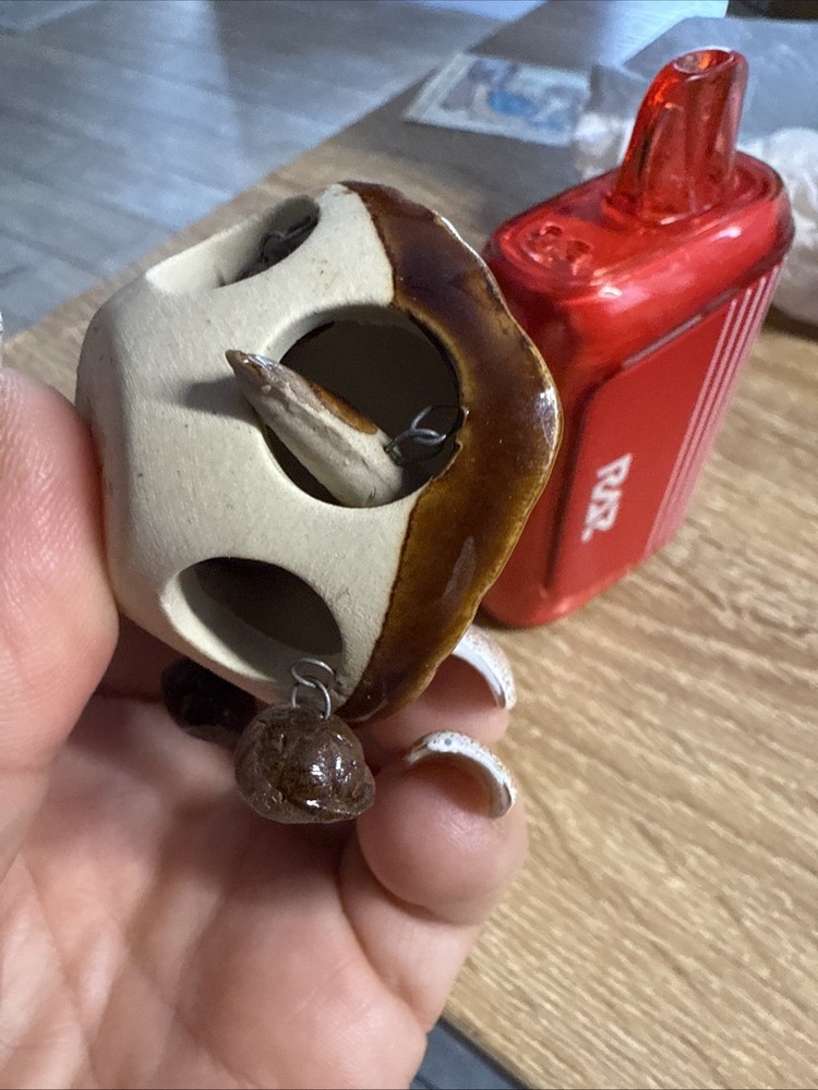 Glazed Ceramic Turtle with Babies on Back Nodder Bobble Style Turtle Mini F2