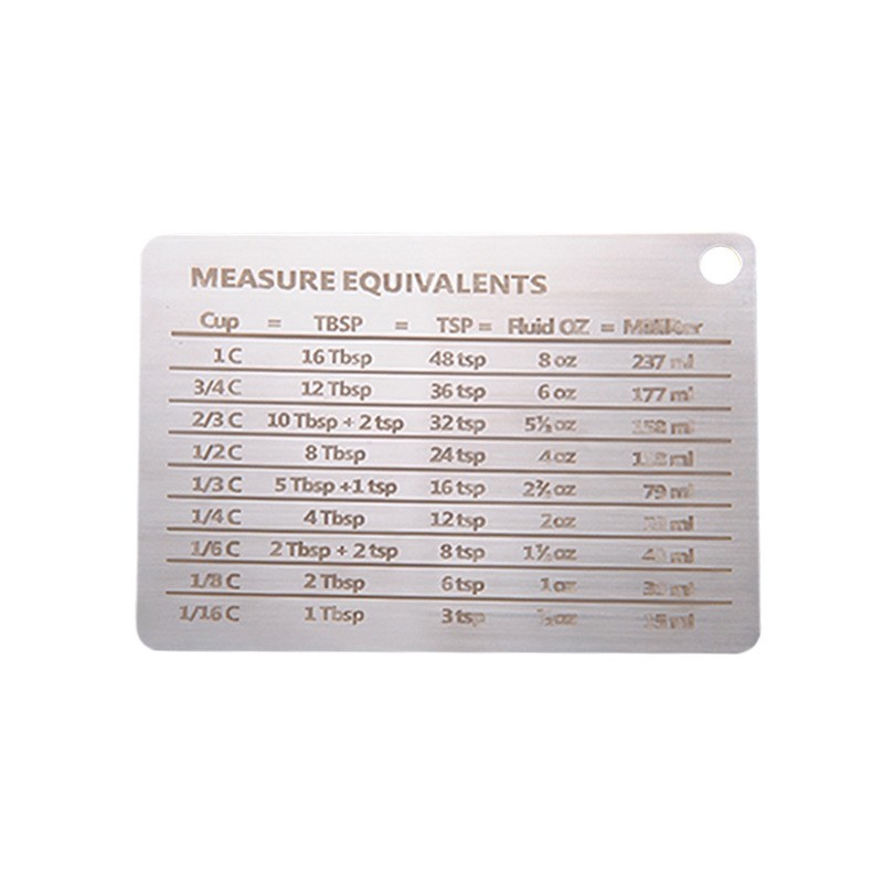 304 Stainless Steel Fridge Magnet, Baking Conversion Chart Measuring Ruler