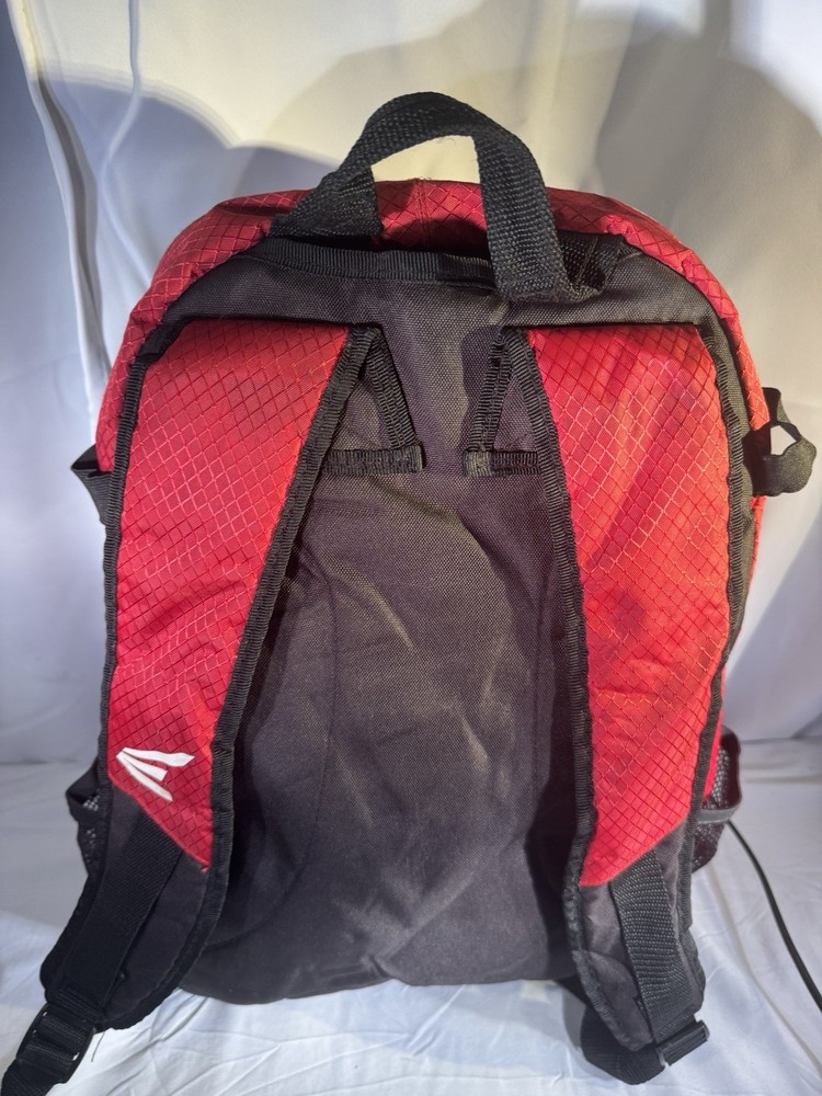 Easton Baseball Backpack Red And Black With Hard Shell Front Two Bat Pockets