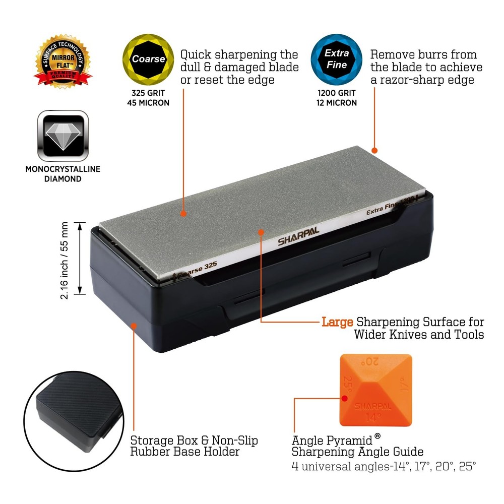 SHARPAL 162N Double-Sided Diamond Sharpening Stone Whetstone Knife Sharpener