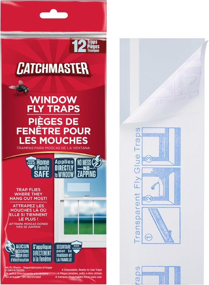 Catchmaster Window Fly Traps 12-Pack, Fruit Fly Traps for Indoors,