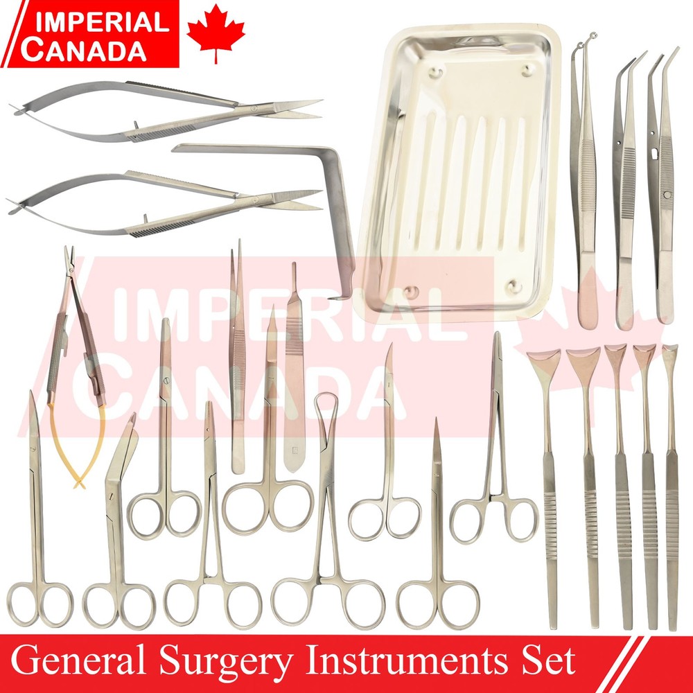 25 Pcs Minor General & Plastic Surgery Instruments Set Veterinary Dissection Kit