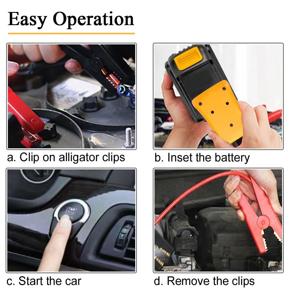 Jumper Cables with Adapter Compatible with Dewalt 20V Battery, 1.3FT 8AWG..