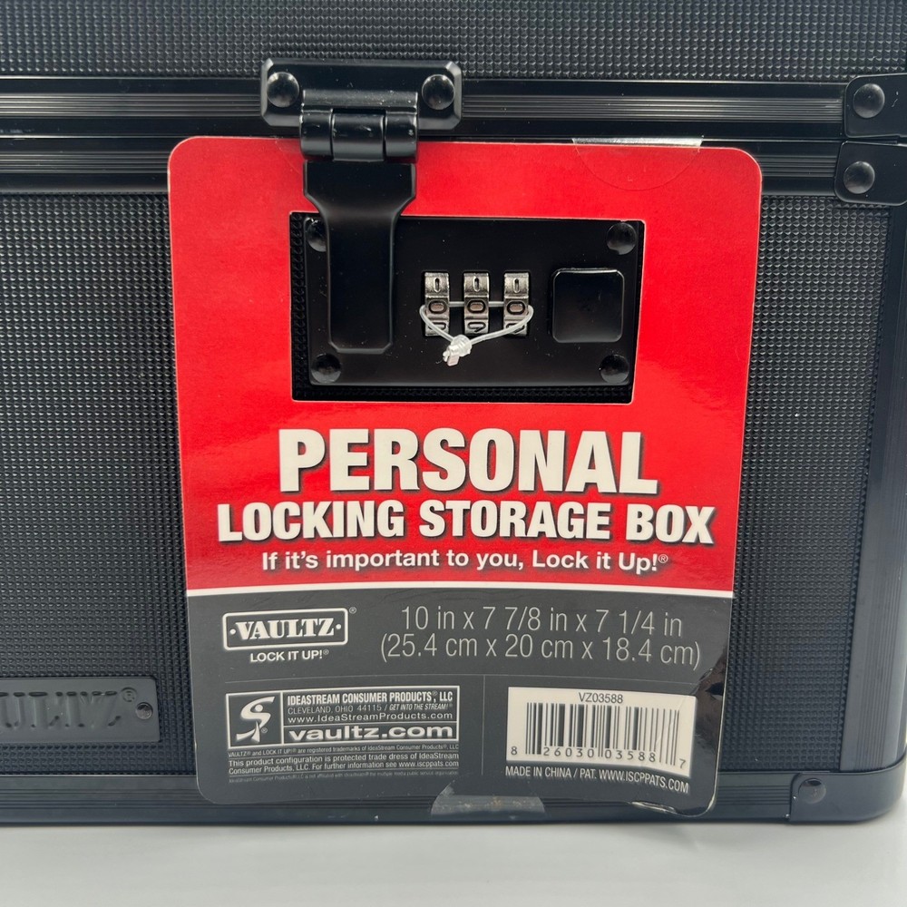 NEW Vaultz Personal Locking Storage Box Black Tactical Combination Lock Case