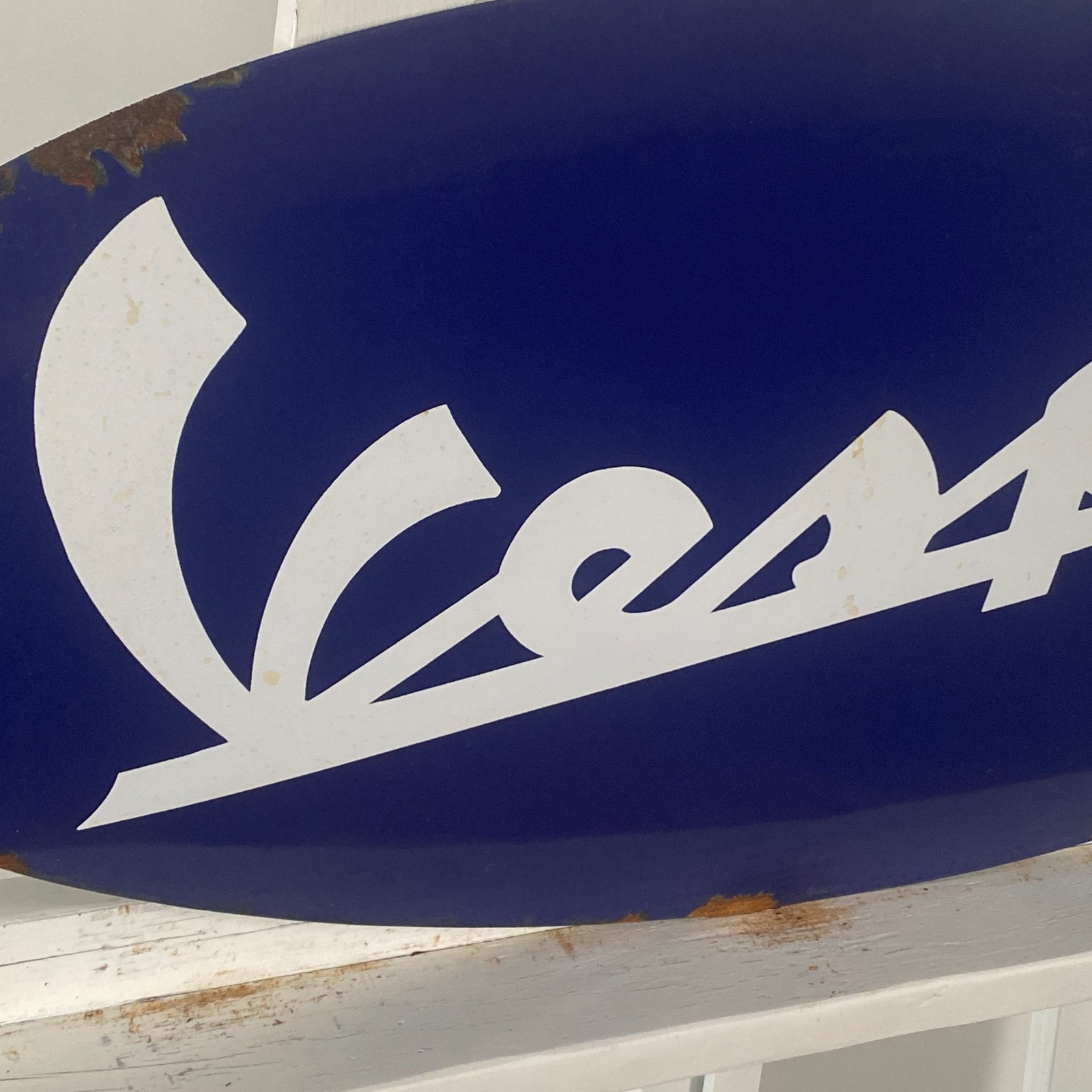 Piaggio Vespa Enamel Sign - 63x29cm (24.8x11.4") - Nice Rare Advertising Signage