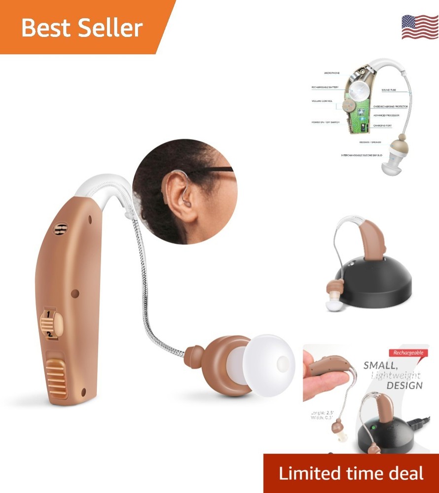 Discreet Behind-the-Ear Amplifier - Fast Charging & Adjustable Volume Control