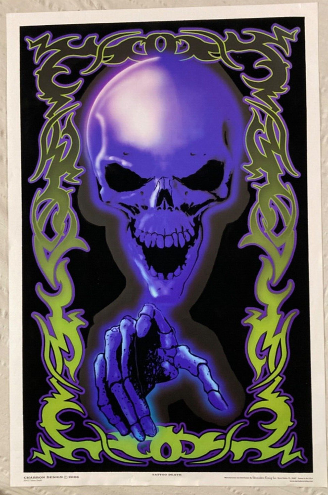 Tattoo Death 2006 Blacklight Poster Flocked Starmakers Rising Boca Raton Florida
