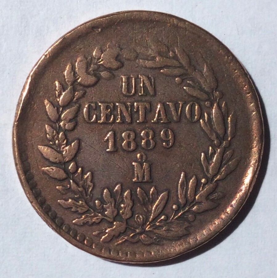 MEXICO 1889 1 CENTAVO COIN VF CIRCULATED