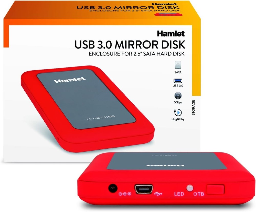 Hamlet BOX PER HDD 2.5IN USB3.0 RED